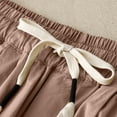 thumbnail image 3 of WREESH Womens Wide Leg Pants Solid Color Elastic High Waisted Cropped Pants Cotton and Linen Casual Slim Pink, 3 of 7