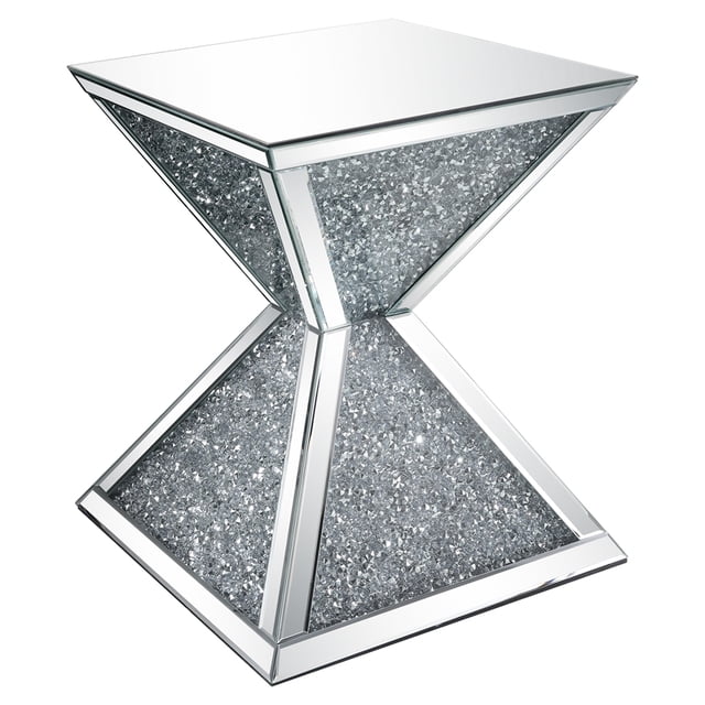 ACME Table d'Appoint Carrée Noralie en Faux Diamants et Miroirs