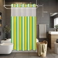 thumbnail image 3 of Summer Lemon Strips No Hook Shower Curtain with Snap in Liner Vintage Abstract Yellow Green Stripe Waterproof Bathroom Shower Curtain with See Through Top Window for Bathtub 36" x 72", 3 of 9