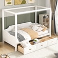 thumbnail image 2 of DreamBuck Twin Size Daybed, Wooden Canopy Daybed with 3 in 1 Storage Drawers, Wooden Platform Bed Canopy Bed for Kids Teens Adults, No Box Spring Needed, White, 2 of 7