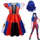 thumbnail image 4 of Nuevo disfraz de Halloween para niñas, disfraz de Evie Mal Descendants, disfraz de Cosplay con peluca, vestido de fiesta de carnaval para niños + conjunto de pantalones, 4 of 5