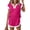 Hot Pink women plus size shorts set a1, variant on Cagogo Women's Plus Size 2 Piece Shorts Set V Neck Short Sleeve Tshirt Elastic Waisted Shorts Casual Summer Matching Lounge Tracksuits Travel Airport Outfits, Multicolor 2XL