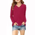 thumbnail image 5 of Long Sleeve Kids Shirts Girls Casual V Neck Blouse Basic Solid Color Tops Spring Tshirt Top, 5 of 5