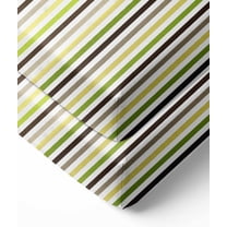 Bacati - Mod Stripes Crib/Toddler Bed Fitted Sheets 100% Cotton Percale, Green/Yellow/Choc, 2-Pack
