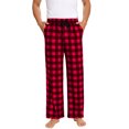 thumbnail image 2 of Hanerdun Plaid Sleep Pajama Pants for Men PJ Lounge Bottoms with Pockets Nightwear Red S, 2 of 7