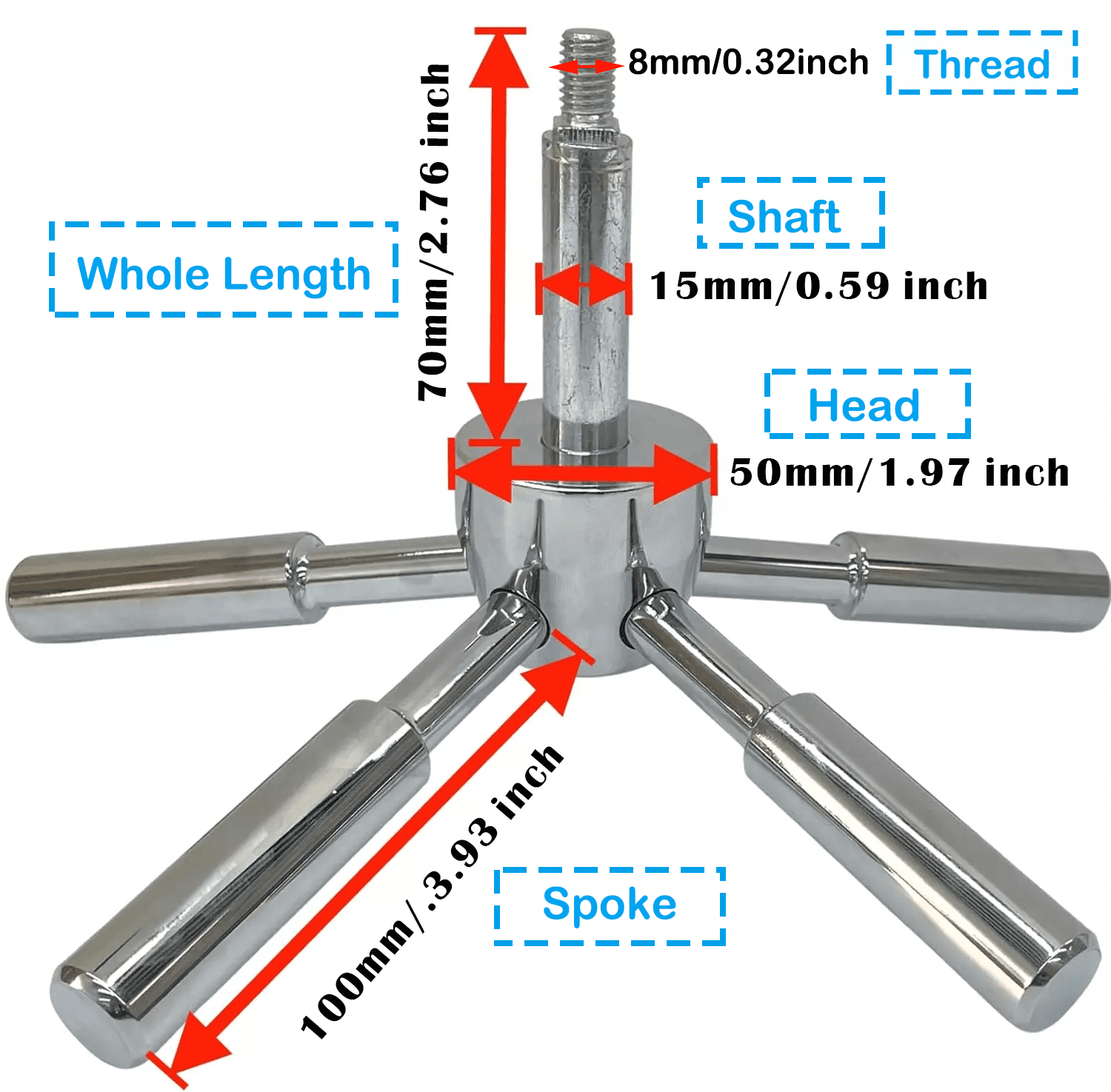 5 Spoke Gun Safe Handle Round Shaft Gun Safe Handle With Chrome Finish Safe Box