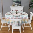 thumbnail image 2 of Pastel Geometric Pattern Round Tablecloth 60"x60",Wrinkle Wipeable Table Cloth for Kitchen Dining Room Picnic Patio Party, 2 of 6