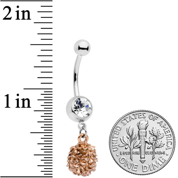 Body Candy Womens 14G Stainless Steel Navel Ring Piercing Clear Pine Cone Dangle Belly Button Ring
