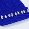 thumbnail image 5 of AWZXDE Beanie Hats For Women Pearl Chain Rhinestone Knitted Cap Unique Versatile Warm Ear Covering For Autumn Winter Blue, 5 of 5