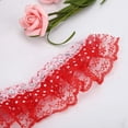 thumbnail image 4 of HUGFEGWE 5 Yard Mesh Lace Ribbon, 45mm Pleated Lace Edge Gathered Mesh Trim Lace Ribbon Printing Dots Pleated Trim Mesh Lace Ribbon Sewing Sequins Embroidered DIY Craft (Red) CJB91-91206, 4 of 9
