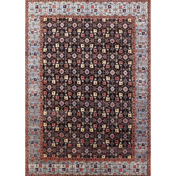 Ahgly Company Machine Washable Indoor Rectangle Industrial Modern Rosy Brown Pink Area Rugs, 6' x 9'