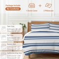 thumbnail image 6 of 3 Piece Navy Blue Stripes Duvet Cover Set Full Size,Microfiber Comforter/Quilt Cover with Corner Ties and 2 Pillowcases,Modern Minimalist Horizontal Ombre Lines All Season Bedding with Zipper Closure, 6 of 8