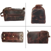 Leather Toiletry Bag for Men & Women - Shaving Dopp Kit Travel Case Cosmetic Makeup Wash Bag by Rustic Town