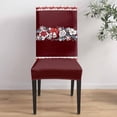 thumbnail image 4 of Chair Covers for Dining Room Set of 6,Christmas Bell Bow Stretch Seat Protector Removable Washable Chairs Slipcovers for Kitchen Banquet Wedding Hotel,Winter White Snowflakes Flowers, 4 of 6