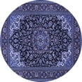 thumbnail image 1 of Ahgly Company Machine Washable Indoor Round Medallion Blue Traditional Area Rugs, 4' Round, 1 of 4