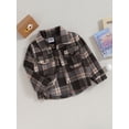 thumbnail image 3 of Wassery Kids Boys Girls Flannel Coat Long Sleeve Plaid Warm Jacket Turn-Down Collar Button Down Shirts Tops with Pockets Toddler Fall Winter Casual Outwear 12M-5T, 3 of 9
