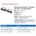thumbnail image 2 of Rear Engine Valve Lifters - Compatible with 2006 - 2015 Dodge Charger 2007 2008 2009 2010 2011 2012 2013 2014, 2 of 2
