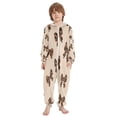 thumbnail image 2 of Soft Big Kids Onesie Pajamas Cozy Loose-Fit Jumpsuits for kids with Pockets for Christmas Lounge & Play Cute Brown Bow, 2 of 8