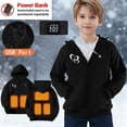 thumbnail image 4 of Nilvkv Kids Hoodie, Fleece Jacket Kids, Solid Color 5 Zone Heated Hooded Zip Up Sweatshirt Winter Warm Outerwear Black 7-8 Years Black 7-8 Years, 4 of 9