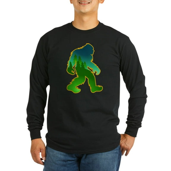 CafePress - Sasquatch Forest Scene Long Sleeve T Shirt - Long Sleeve Dark T-Shirt