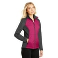 thumbnail image 4 of Port Authority Ladies Hybrid Soft Shell Jacket-4XL (Pink Azalea/ Grey Steel), 4 of 6