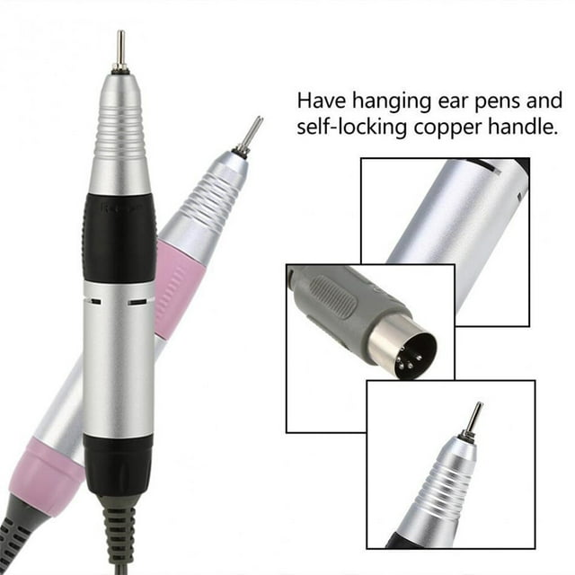 pitrice Manicure Lathe Nail Drill Handle Rustproof Aluminum Alloy ABS Accessories Compact Size Automatic Convenience Nails Accessories Machine Handles Light Pink