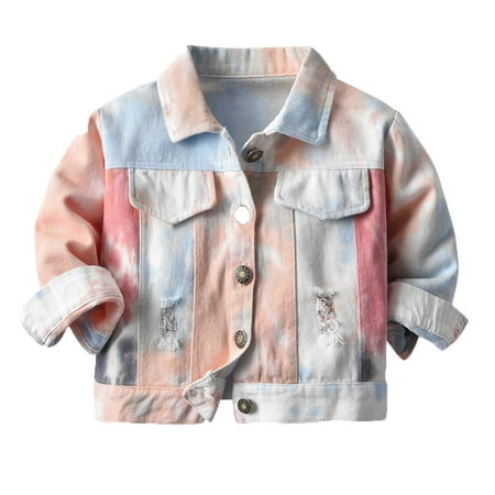 

Tagold Fall Savings Clearance Winter Coats for Fashion Kids Coat Boys Girls Thick Coat Denim Tie-dye Jacket Clothes Children s Jacket