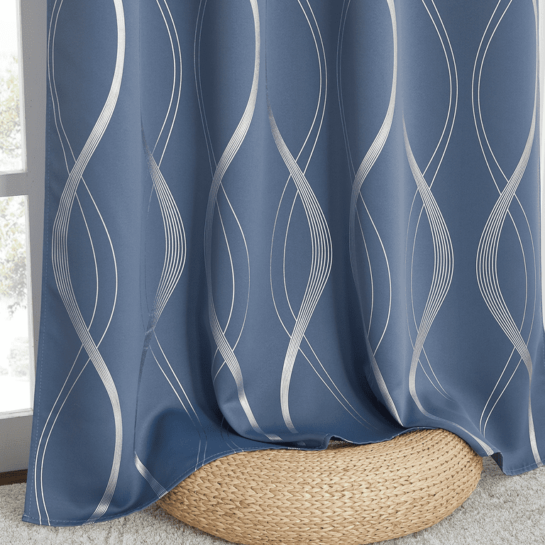NICETOWN Room Darkening Curtains, 52"W x 63"L, Blue, Set of 2 photo 3