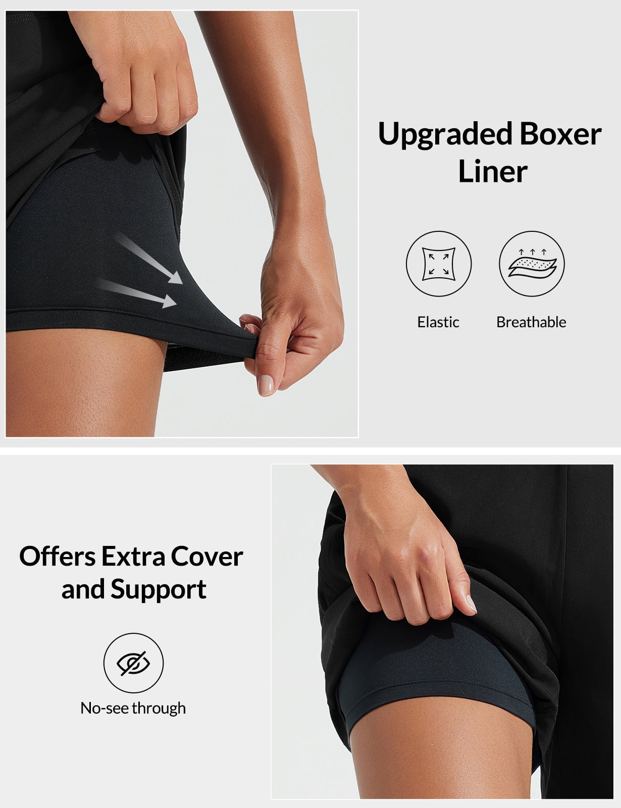 BALEAF Women's Swim Shorts High Waisted Quick Dry 5'' Modest Swimsuits Bottoms Tummy Control Boxer Liner Board Shorts with Zipper Pockets Black M