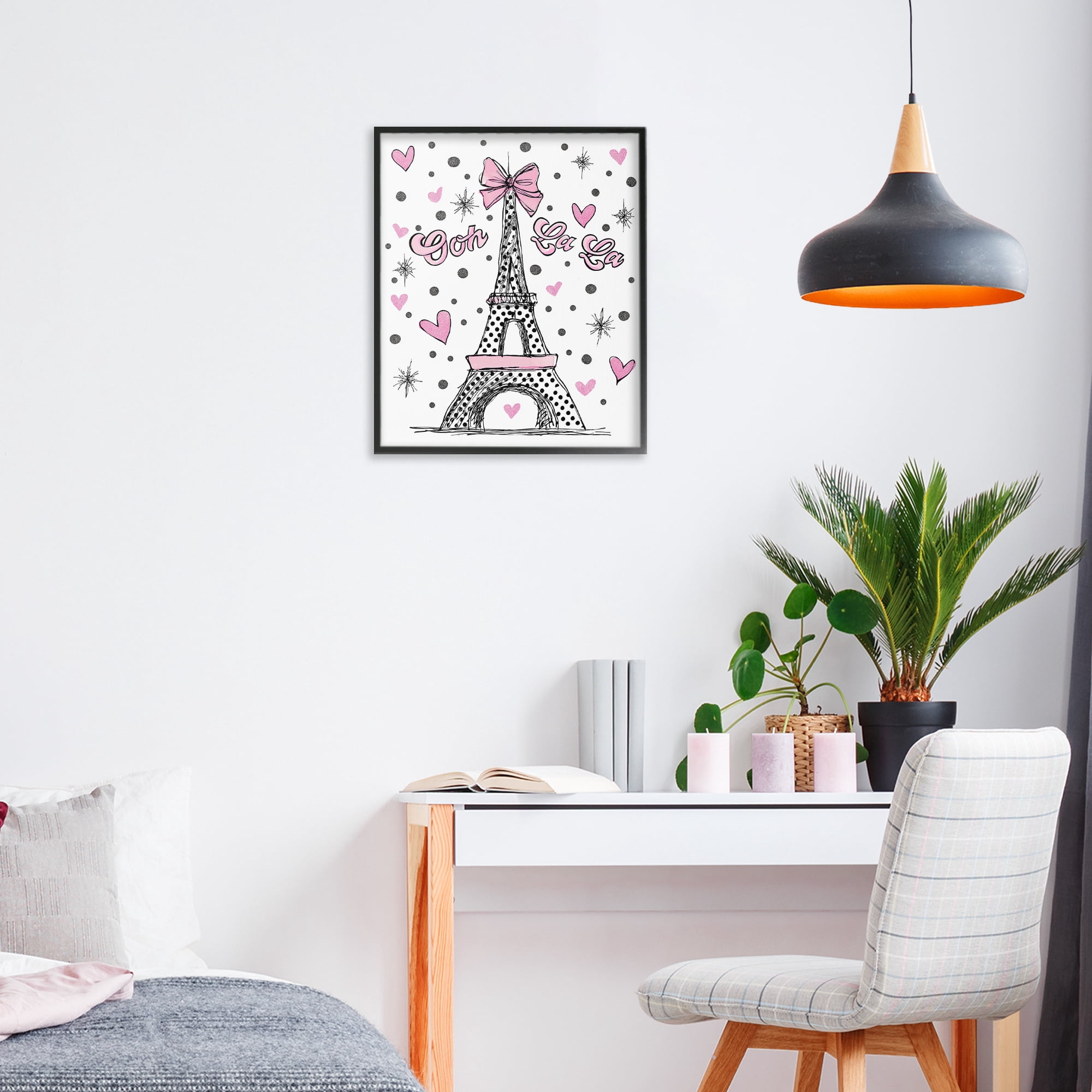 Stupell Industries Ooh La La Polka Dots Eiffel Black Framed Giclee Art, design by Jess Stempel