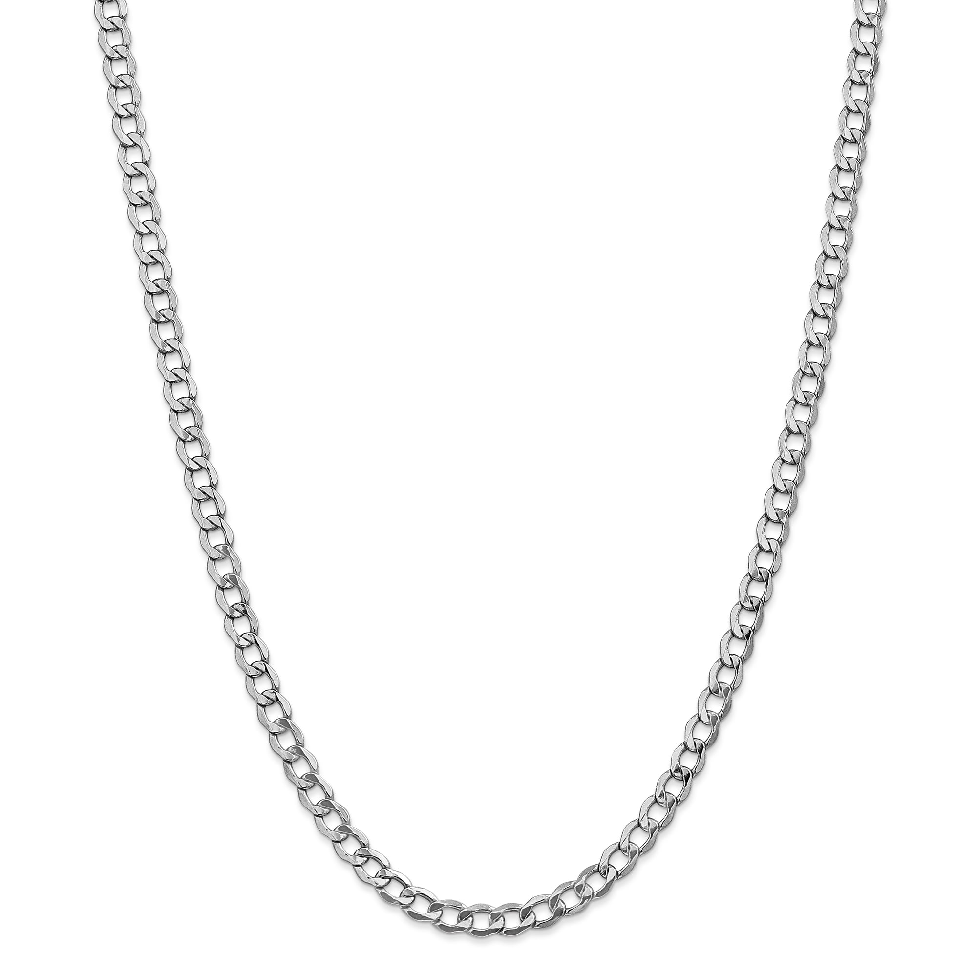14k White Gold 20 Inch 5.25mm Link Curb Lobster Clasp Chain Necklace