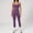 Purple, variant on PISONIC 2 Piece Workout Sets for Women, Seamless Halter Tank Top and V Scrunch Butt Lifting High Waist Leggings Gym Set