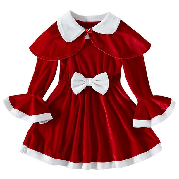 Kids Xmas Dresses Sweet Fall 2 Pieces Outfit With Shawl Party Dress