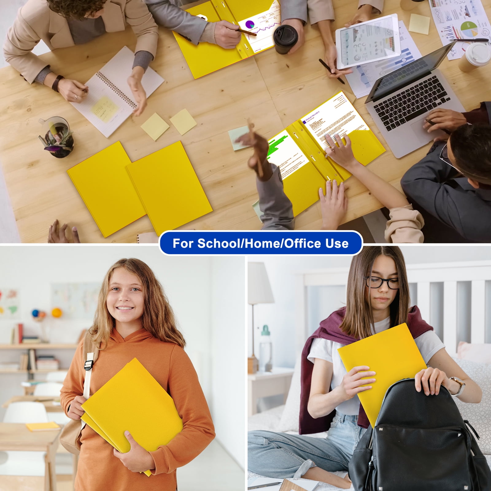 ViVin Sturdy Plastic Folder with 2 Pockets, 6 Pack, School Supplies, Assorted Color