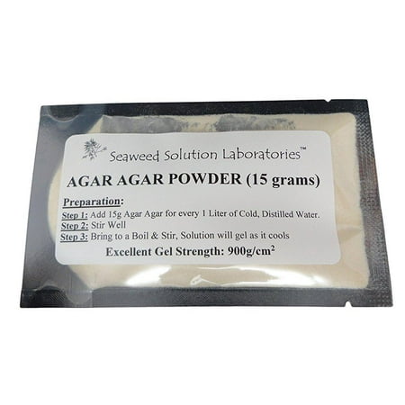 agar agar powder - 15 grams, laboratory grade, excellent gel strength