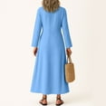 thumbnail image 4 of YDDIAN Long Sleeve Dress Women Plus Size V Neck Elastic Maxi Dress Fall Casual Active Midi Dresses with Pockets Blue L, 4 of 5