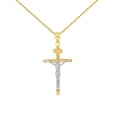 thumbnail image 1 of SOLID TWO TONE YELLOW GOLD AND WHITE GOLD INRI CROSS PENDANT NECKLACE ( 1.39") :  14K  Pendant with 22" chain, 1 of 1