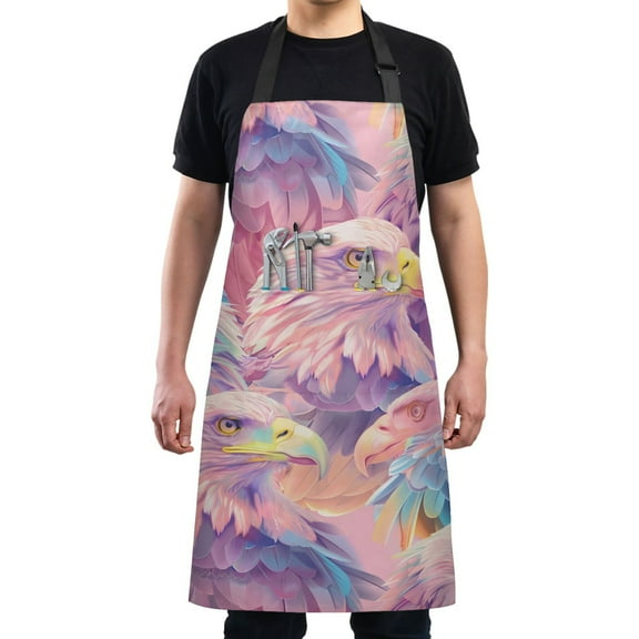 Kitchen Apron with 2 Pockets Adjustable waterproof Cooking Aprons for Women Men Chef Soft Color Eagle Head