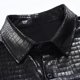 thumbnail image 5 of pstuiky camisetas para hombre, Camisa de lentejuelas de moda para hombre, con cuello vuelto, manga corta y brillante. camisetas de hombre l, 5 of 7