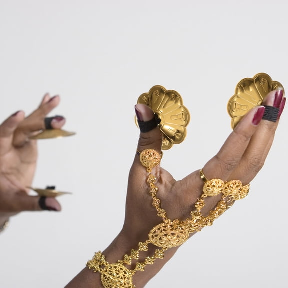 ETHZZLE 2 Pairs Copper Finger Cymbals for Belly Dance, Premium Quality Hand Cymbals Set for Dance Performance