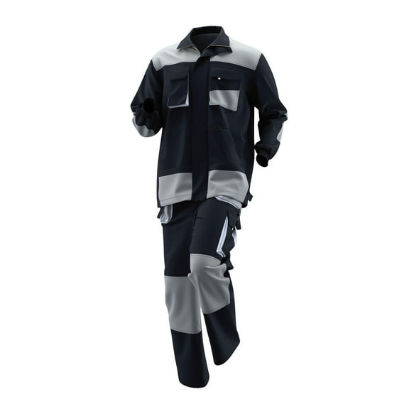 Mens Workwear Set Long Sleeve Tops with Pockets and Pants Outdoor Work Constraction Labor Outfits Sets, M
