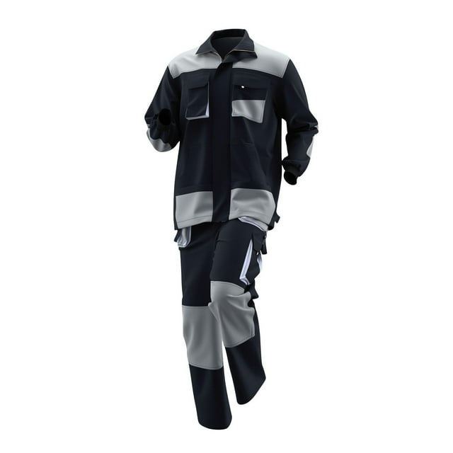 WRKEKC Men Tracksuit Color Block Long Sleeve Stand Collar Jacket Top with Pocket Work Uniform Multi Pocket Work Pants Labor Set