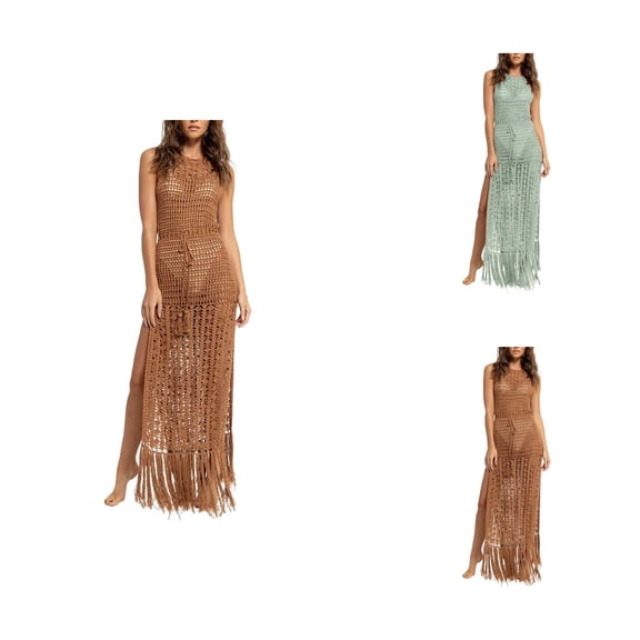 Beach Coverups for Women 2026 Casual Beach Cover Up Swimwears Cover Ups for Women's Bikini Top Hollow Lace Tassel Swimsuit Coat Beach Long Dress