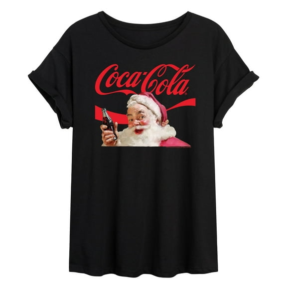 Coca-Cola - Santa Closeup Coca Cola Logo - Juniors Ideal Flowy Muscle T-Shirt
