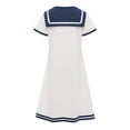 thumbnail image 4 of Zaldita Kids Girls Nautical Dress Sailor Collar Short Sleeve Summer A-Line School Uniform Dress Size 4-16 Years White 160/6, 4 of 7