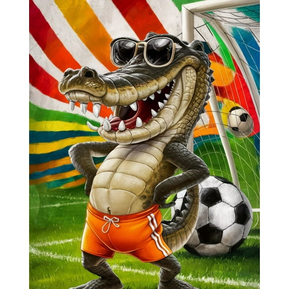 Paint by Number for Adult Kit, Cool Crocodile Football King, DIY Acrylic Paint by Numbers for Adults Beginner Oil Painting by Number on Canvas for Home Wall Decor 16x20inch-