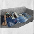 thumbnail image 6 of Sealife Soft Flannel Fleece Throw Blanket, Unusual Marine Navy Life Animals Fish Sharks Karate Kid and Comics Balloon Art, Cozy Plush for Indoor and Outdoor Use, 50" x 70", Multicolor, by Ambesonne, 6 of 6