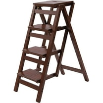 4-Step Ladder, Foldable Ladder, Wooden Step Ladder, Portable Nonslip Ladder, Lightweight Step Stool, Library Ladder Stool, Step Stools with Thickened and Widened Treads, Max Load 220LBS