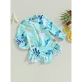 thumbnail image 3 of Wassery Kids Girl One Piece Swimsuit 9M 12M 18M 2T 3T 4T 5T Toddler Baby Girl Sea Animal Print Rash Guard Swimwear Summer Long Sleeve Zipper Ruffles Jumpsuit Beachwear, 3 of 8