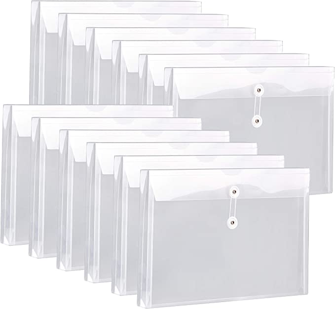 Plastic Legal Size Expandable Envelopes with String Tie Closure, 11/4" Expansion, Side Load